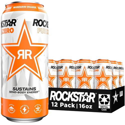 Rockstar Pure Zero Energy Drink, Mandarin Orange, 16 Fl Oz Cans (12 Pack) - Picture 9 of 12