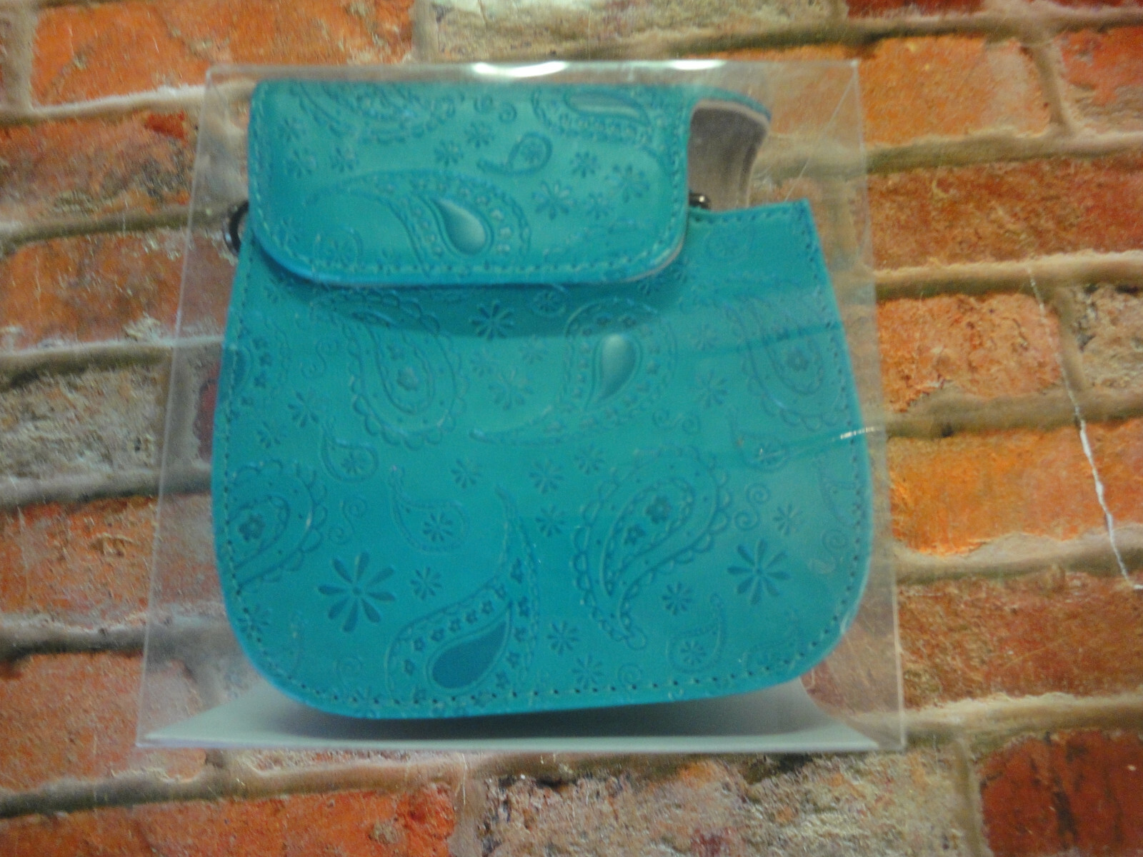 Recollections instant memories camera case green paisley with strap NEW