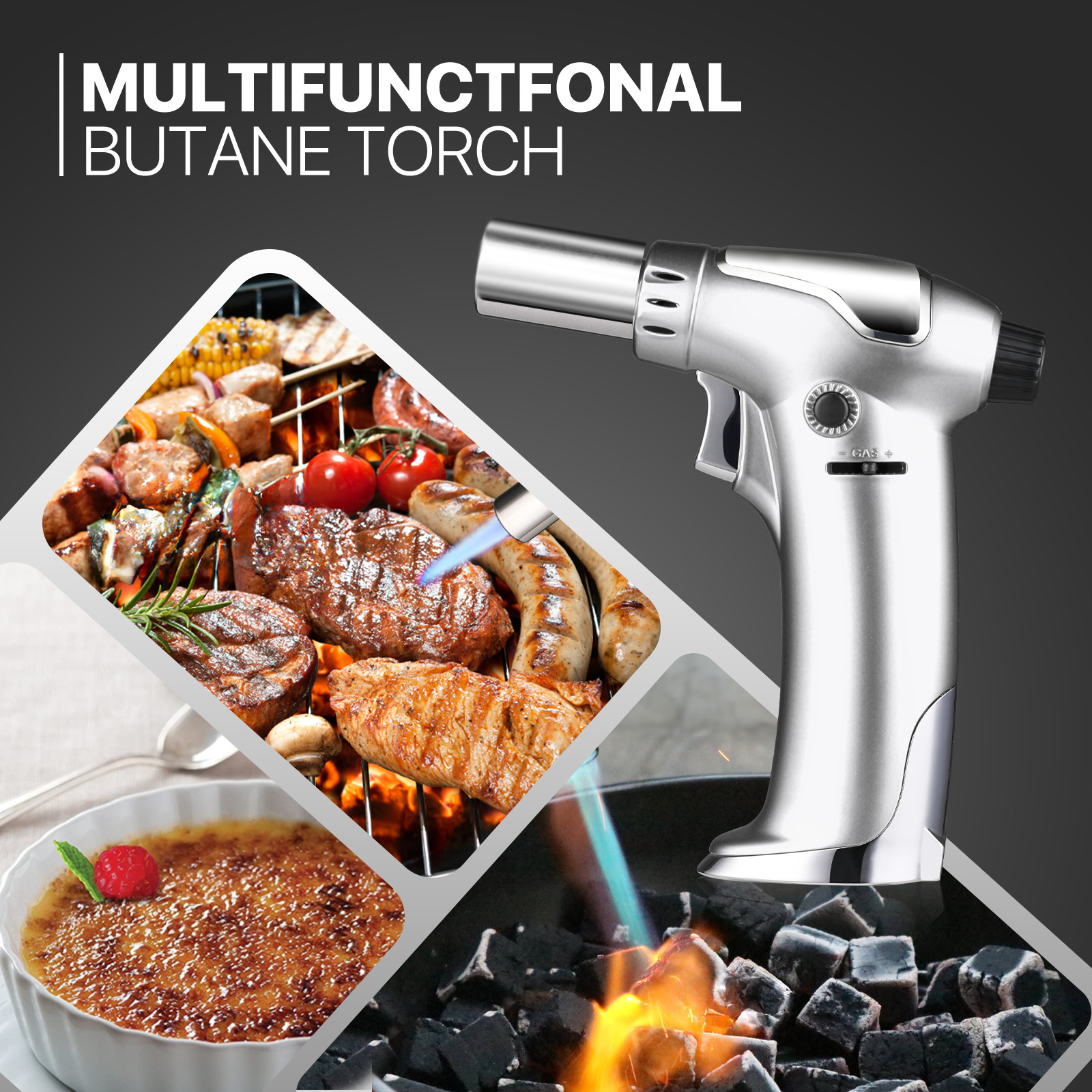 2 Pcs Windproof Butane Torch Lighter Adjustable Frame Refillable Cigars Lighter
