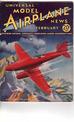1935 FEB  UNIVERSAL MODEL AIRPLANE NEWS MAGAZINE - NICE PHOTOS + ADS  (j1000