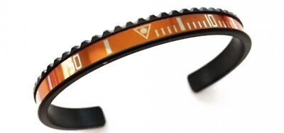 Speedometer Official Black Steel with Orange Insert Bangle Bracelet