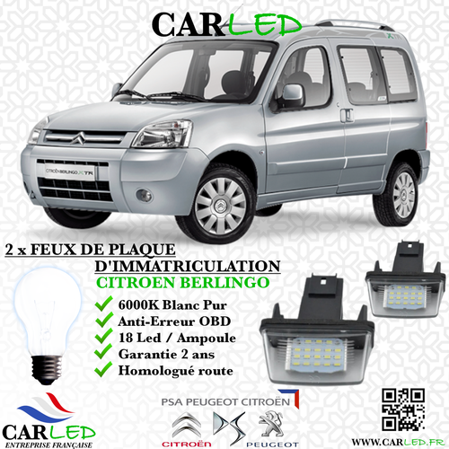 Lot 2 Feux Plaque Immatriculation Citroën Berlingo / Peugeot Partner Expert 2008+ – 6340.G7 / 6340.E9