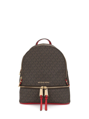 MIchael Kors Rhea Zip Backpack, Brown-Bright Red