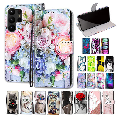 Magnetic Patterned Flip Leather Wallet Case Fr Samsung S23 Ultra S22 S21 A13 A53