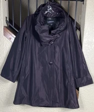 Lundstrom Dark Purple Cowl Neck Rain Overcoat Women’s 8