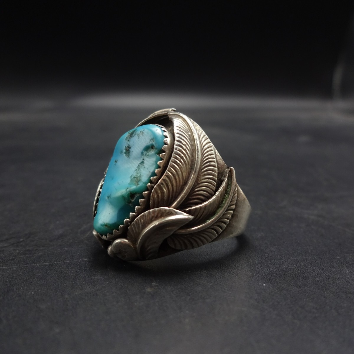 ROBUST Signed Vintage J.C. Navajo TURQUOISE Sterling Silver ROBUST Signed Vintage J.C. Navajo TURQUOISE Sterling Silver