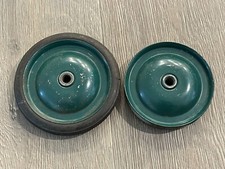 2 Antique Steel Metal Pedal Car Wagon Tractor Wheel Rim 3-7/8  Diameter Green