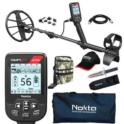 Nokta Simplex Ultra Waterproof Metal Detector with 11'' DD Coil, Bag, Digger, Hat