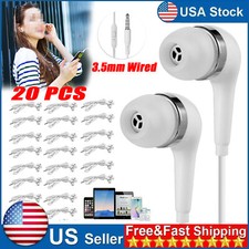 20 PCS For Samsung Headphones Earphones Earbud Handsfree Wired Mic-White NEW