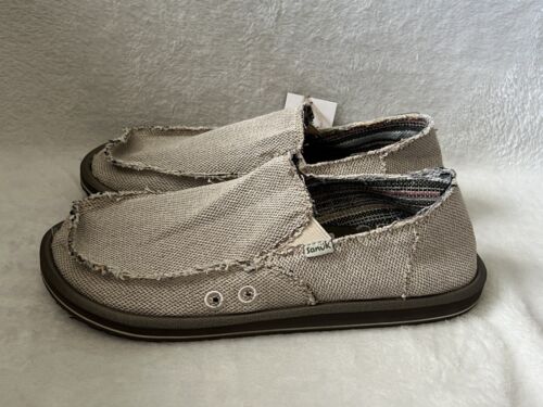 Sanuk Schuhe Herren Gr. 9 braun Bürgersteig Surfer Halbschuhe Hanf Slipper - Bild 4 von 10