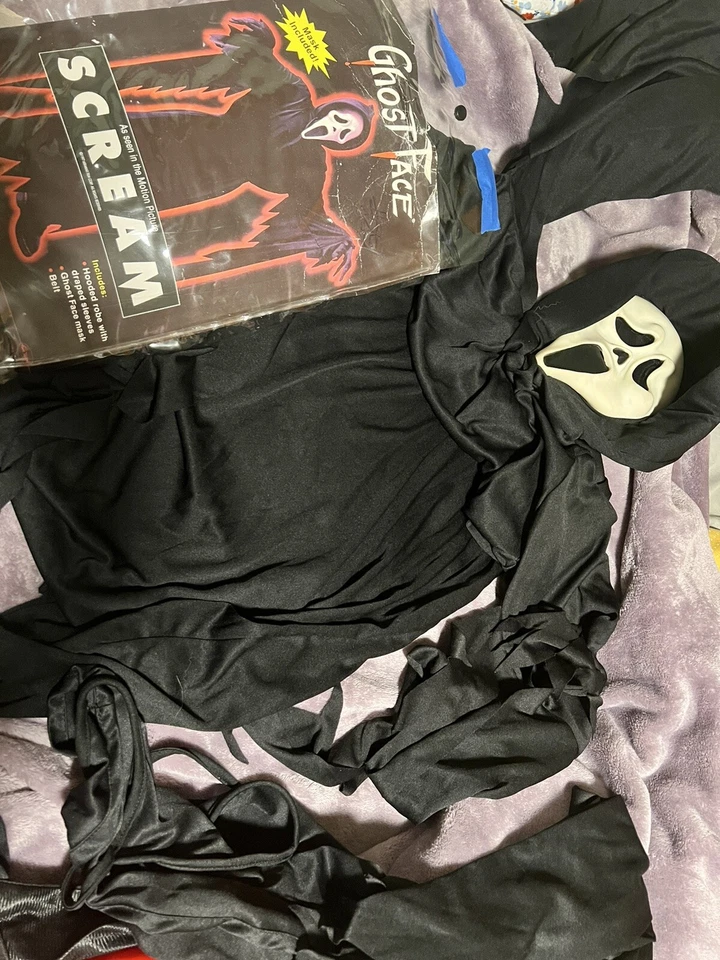 1997 Fun Works Ghost Face Mask Scream Movie Bata con Capucha Completa Nueva Talla 12 Foto 2 de 4