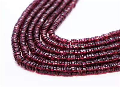 1 Strand AAA Natural Garnet Heishi Wheel Tyer Beads 4-6mm 16'' Loose Roundelle