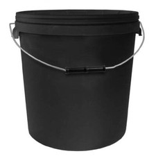 Robusto secchio nero in plastica con manico e coperchio tenuta stagna stoccaggio