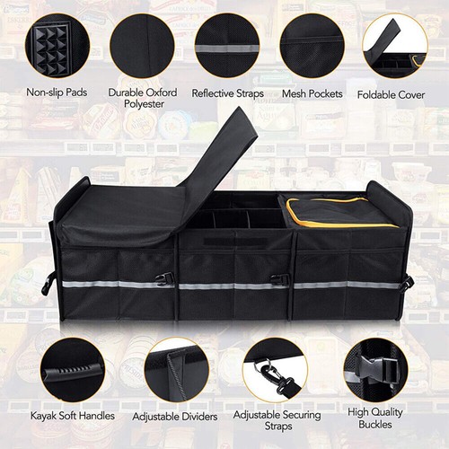 Car Trunk Storage Box Cargo Organizer Collapsible Adjustable Lid for Car SUV - Afbeelding 2 van 7