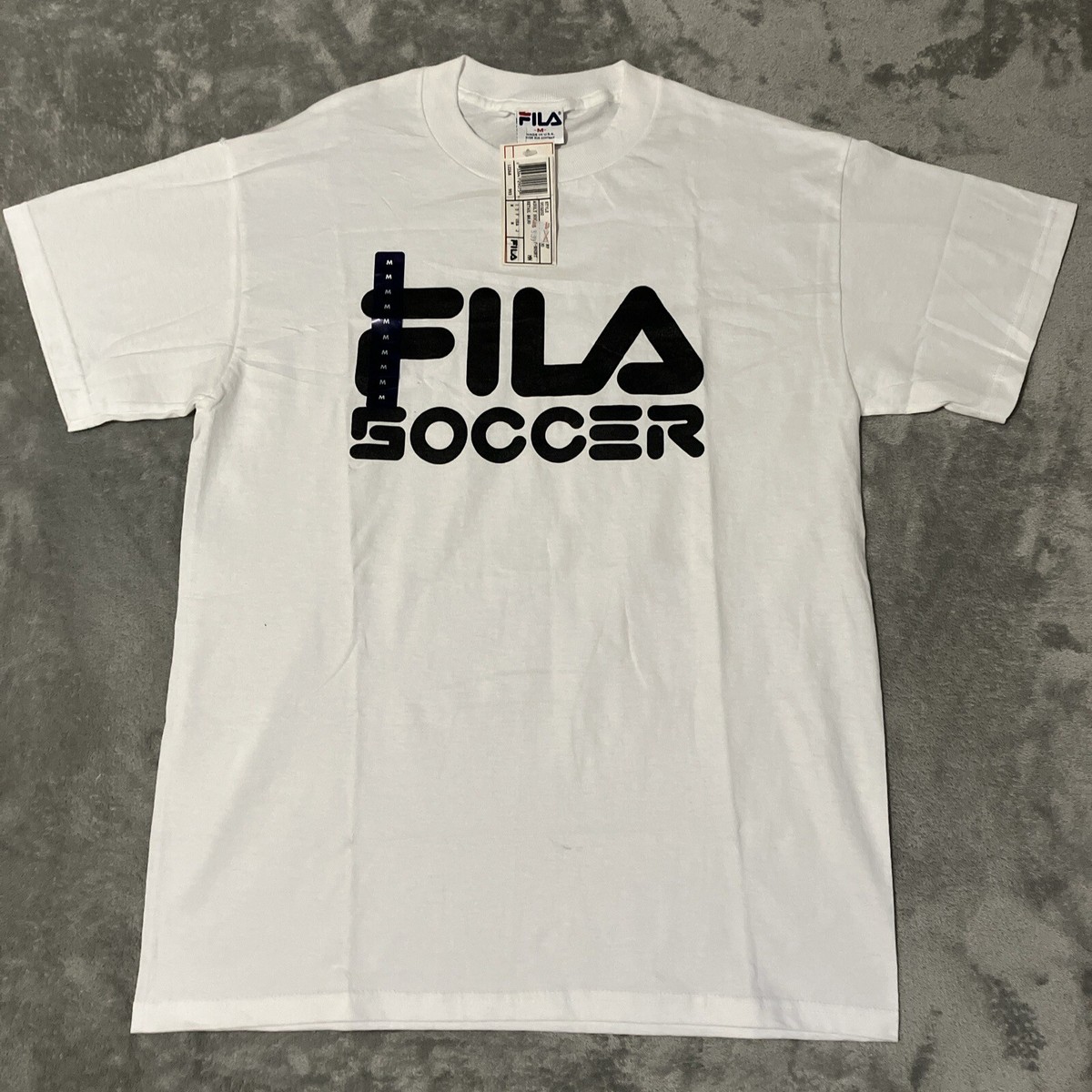 Vtg. Fila Soccer Medium T-Shirt White Made In USA NOS 90's Y2K