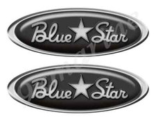 Two Blue Star Classic Oval Vinyl Stickers, Imitated 3D Appearance, 10" x 3.5"