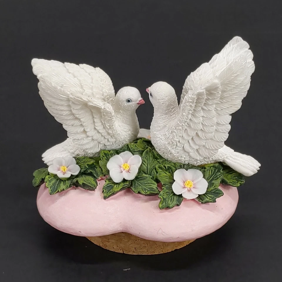 Decoración de tarro de velas de 2" para interiores del hogar palomas blancas amor pájaros corazón estatuilla floral Foto 4 de 4
