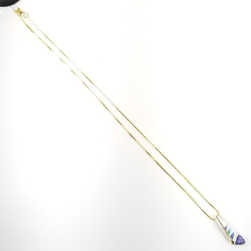 14k D'yach Trillion Cut Tanzanite Pendnant w/ BoxLink Necklace - Great Condition - Picture 7 of 15
