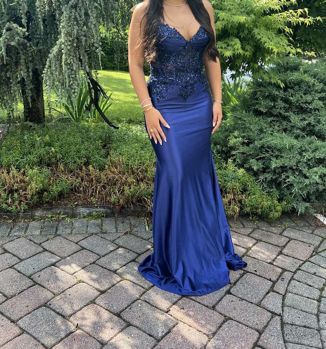 blue navy brand dress 50er Hourglass swing dress in navy blue