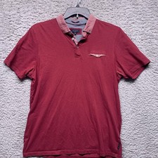 Ted Baker Mens Shirt Polo Size 5 Pocket Square Maroon Short Sleeve