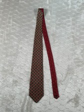 Vintage: Tommy Hilfiger Mens Tie, Red Green Yellow Geometric Pattern