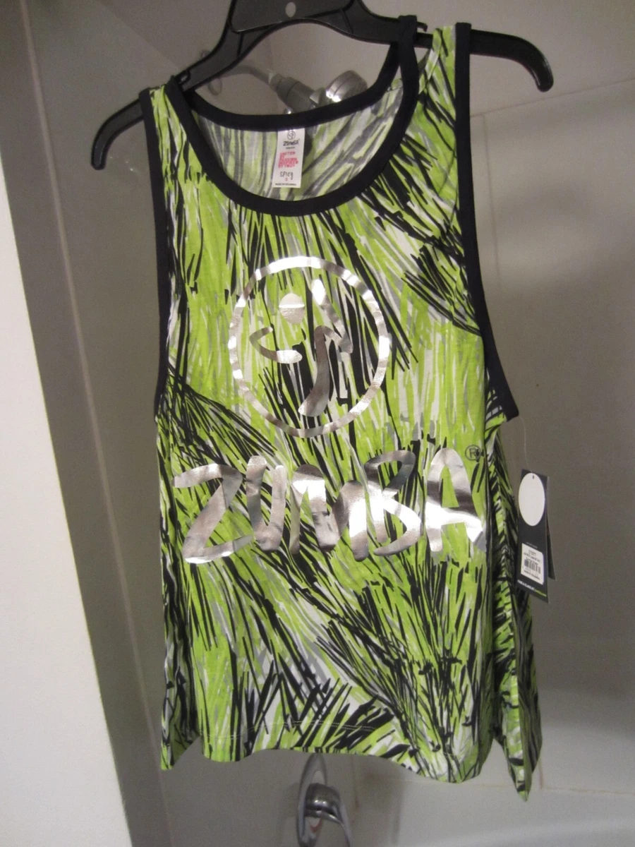 NWT women's active wear tank top Zumba Wear Spicy Size S black/white/green/silve