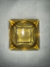 VINTAGE Amber Glass Square Ashtray Mid Century Modern