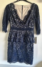Brand New With tags Eliza J Women’s Navy Lace Dress Size 14 Knee Length Was £160