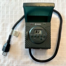 Outdoor digital timer with 2 outlets, 7-day programmable