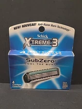 Schick Extreme 3 SubZero 3 Blades Razor Refill Cartridges - 4 Pack (1 Pack)