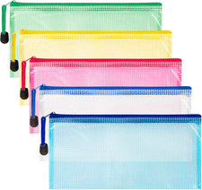 Mesh Zipper Pouch Bags - 5Pack A6 Waterproof Small Zipper Bags 4.7X9.3 Inch Clea