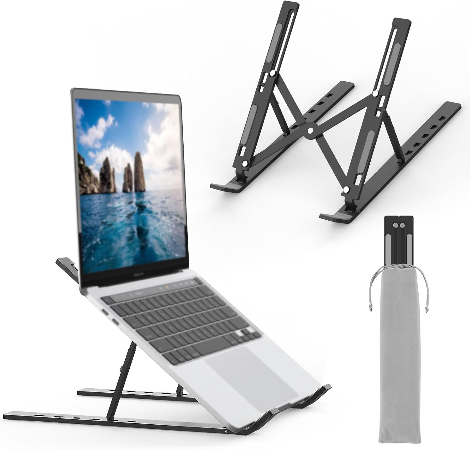 GB1054B Supporto PC Portatile, Alluminio, Antiscivolo, Regolabile a 6 Angolazion