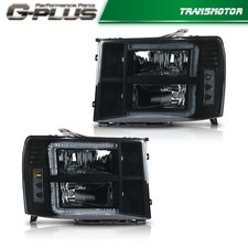 Smokeblack Led Drl Headlights Fit For 2007-2013 Gmc Sierra 1500 2500hd 3500hd