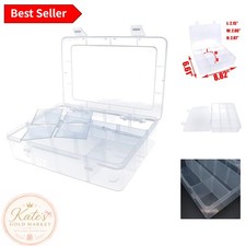 Elegant Clear Plastic Organizer Box with 12 Adjustable Compartments, 8.8x6.6 In