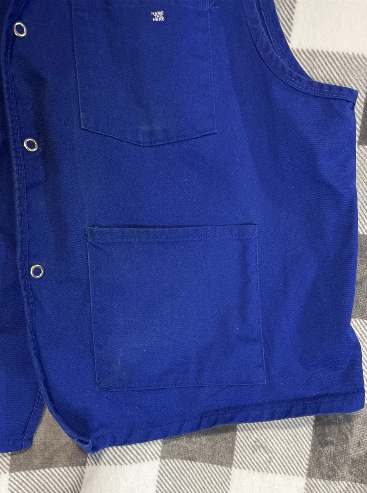 Menards Blue Sz XL Employee Vest Hi! May I help you? w Logo on back Halloween image 7