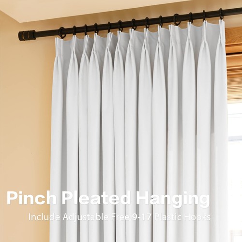 Extra Wide Pinch Pleated Curtains Light Blocking Room Darkening Drapes with T... - Picture 3 of 7