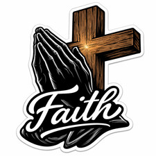 Christian Cross Vinyl Decal Sticker Praying Hands Religious Jesus Crown 17