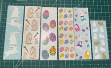 Mrs. Grossman's LOT of 6 Strips of Mixed Easter Bunnies Eggs Basket Stickers