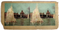 1904 St Louis Worlds Fair Cascade Basin Fountain Stereoview Colorized