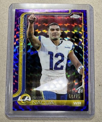 2025 Topps Chrome Puka Nacua Image Variation True Purple Geometric Refractor /75