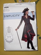 Simplicity 9086 Pirate, Witch or Dark Fairy Costume Pattern Misses' 6-14 Uncut