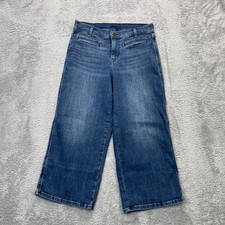 Levis Jeans Womens 6 Blue Cropped Wide Leg Whiskered Denim Logo High Rise Cotton