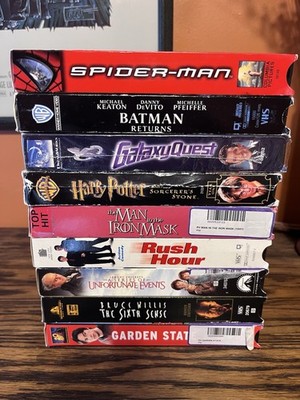 VHS Movies Lot of 9: Various 90s & 00s Hits! Spider-man Harry Potter Batman More