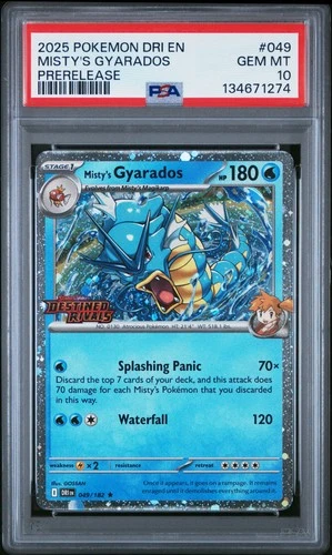 2025 POKEMON DRI EN-DESTINED RIVALS PRERELEASE #049 MISTY'S GYARADOS PSA 10