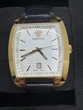 Versace Character Tonneau Special Edition Rare Gold Tone Black Leather Strap