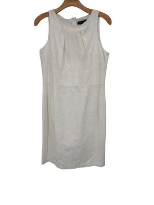 White House Black Market Women’s White Sleeveless Dress floral Cotton Size 12