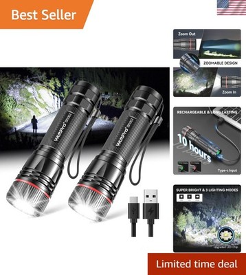 Rechargeable Flashlights High Lumens, 2 Pack 10H Long Lasting Super Bright ED...