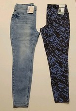 2 Pc Terra  Sky Women  s Plus Pull-On Elastic Waist Stretch Jean  Legging Blue