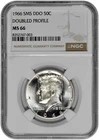 1966 SMS DDO 50C Doubled Profile Kennedy Half Dollar NGC Graded MS 66