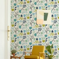 Fd26536_Hannah Blatt Stielen BlaugrüN Fine Decor Tapete
